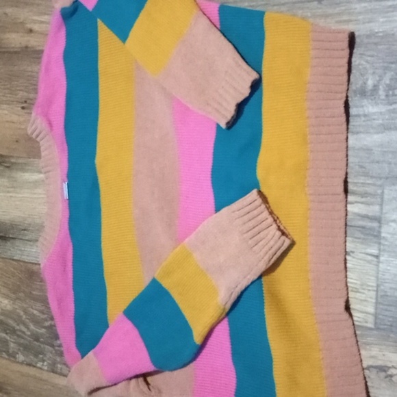 Billabong Multicolor Striped Vintage V-Neck Sweater Size Small - Picture 4 of 4